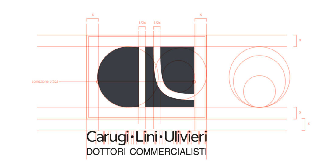 costruzione del logo Studio Clu ad opera di Matteo Polloni