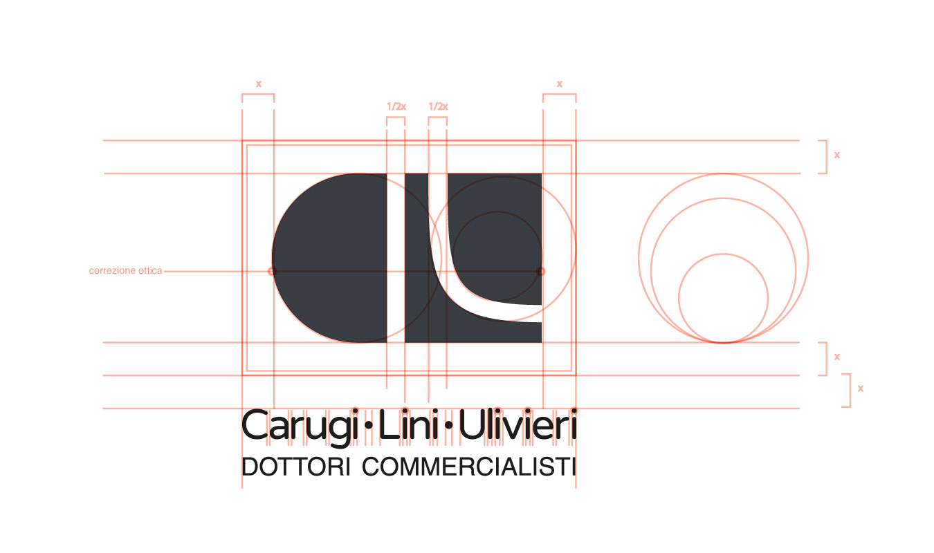 costruzione del logo Studio Clu ad opera di Matteo Polloni